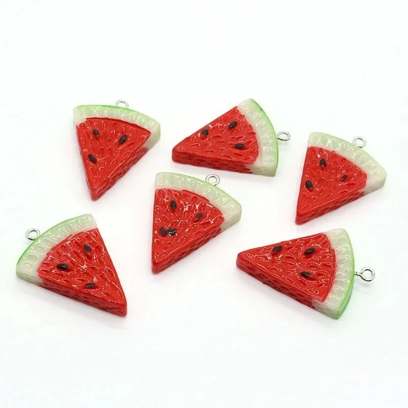 Resin Art Gift Ideas - จี้เรซิ่นรูปแตงโมสามเหลี่ยมสองด้าน 10 ชิ้น จี้ผลไม้ขนาดเล็กสำหรับทำต่างหู DIY งานฝีมือทำเครื่องประดับ