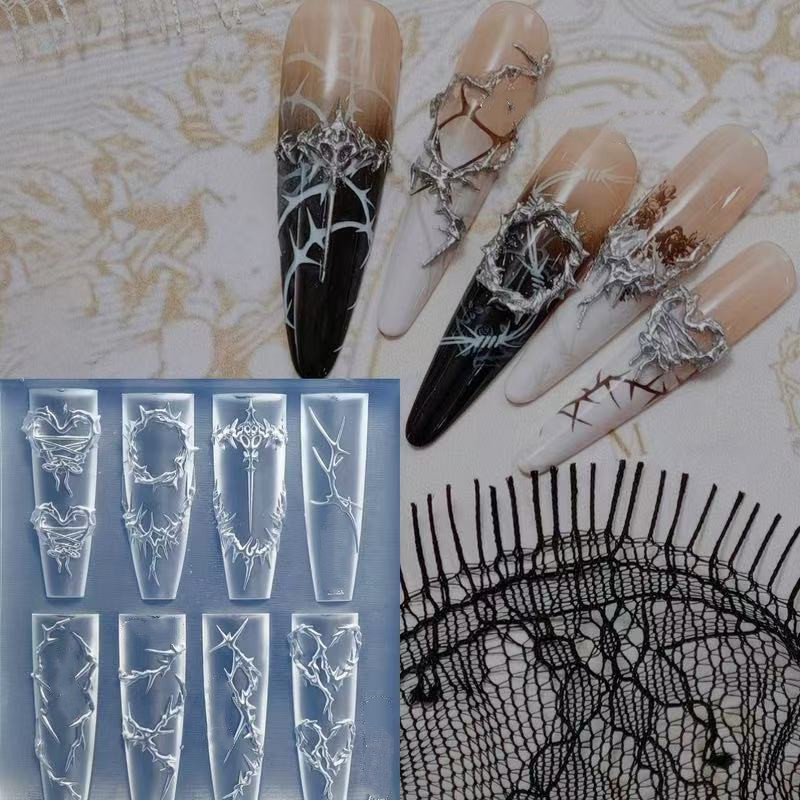 Resin Art Templates Free - 3D หนามเล็บซิลิโคนแม่พิมพ์แกะสลักแม่แบบ Art อีพ็อกซี่เรซินแม่พิมพ์คลาสสิกดอกไม้เล็บอุปกรณ์เสริม