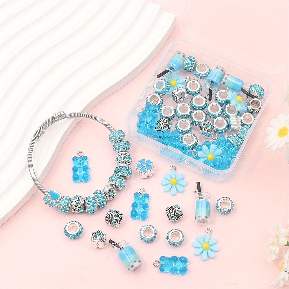 Resin Art Beach Theme - 62 ชิ้นผสมสียุโรปขนาดใหญ่ลูกปัดเครื่องประดับทําชุดสามารถ DIY สร้อยข้อมือสร้อยคอ, Beach Party