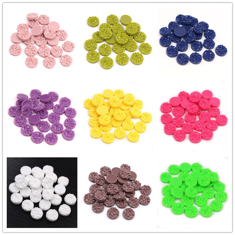 Resin Art Gift Ideas - 40pcs เรซิ่น Druzy Cabochons โดม 8/10/12