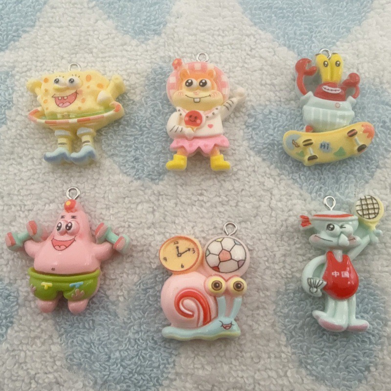 Resin Art Gift Ideas - จี้เรซิ่นลายการ์ตูน 10 ชิ้น, ต่างหูทำเอง DIY, อุปกรณ์เสริมพวงกุญแจ