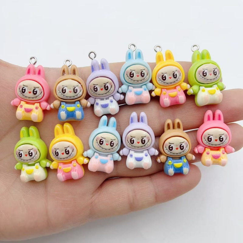 Resin Art Gift Ideas - ชาร์มเรซิ่นรูปบ้านกระต่ายสตรอว์เบอร์รี่น่ารัก 10 ชิ้น จี้รูปสัตว์การ์ตูนน่ารักสำหรับต่างหู พวงกุญแจ ทำเครื่องประดับ