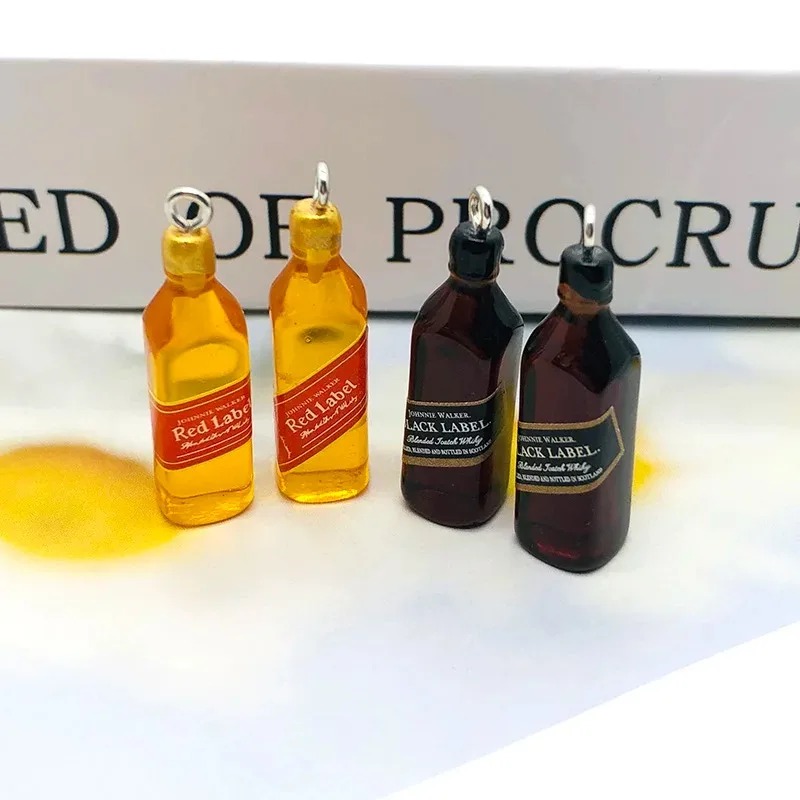 Resin Art Gift Ideas - จี้เรซิ่นรูปขวดไวน์ขนาดเล็ก 10 ชิ้น สำหรับทำต่างหู DIY อุปกรณ์เสริมจี้ขนาดเล็กสำหรับพวงกุญแจ