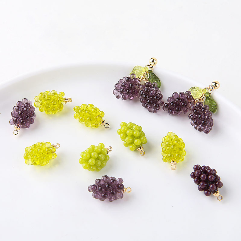 Resin Art Gift Ideas - จี้เรซินรูปองุ่นน่ารัก 6 ชิ้น จี้ผลไม้แบบสามมิติสำหรับทำเครื่องประดับ DIY เช่น