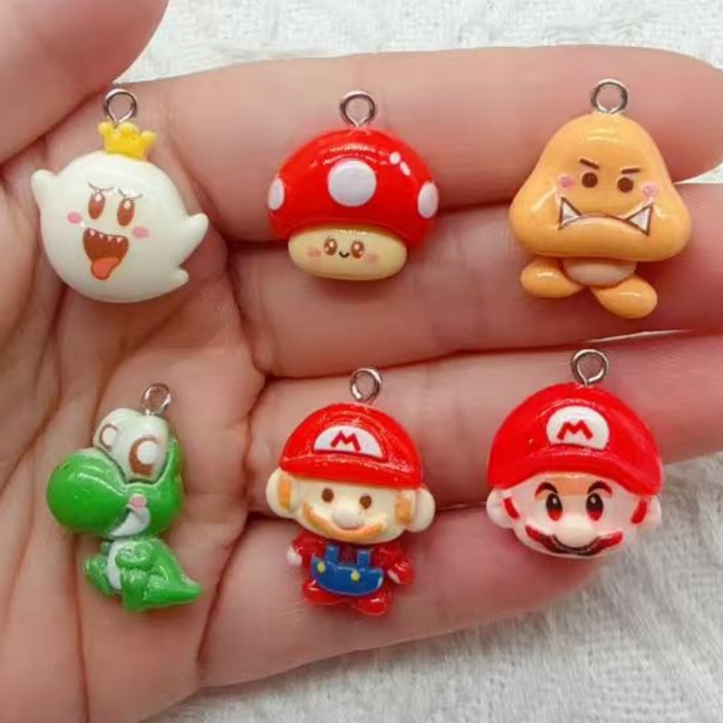 Resin Art Gift Ideas - จี้การ์ตูนเรซิน 10 ชิ้น, อุปกรณ์ทำเครื่องประดับ DIY, ต่างหู,