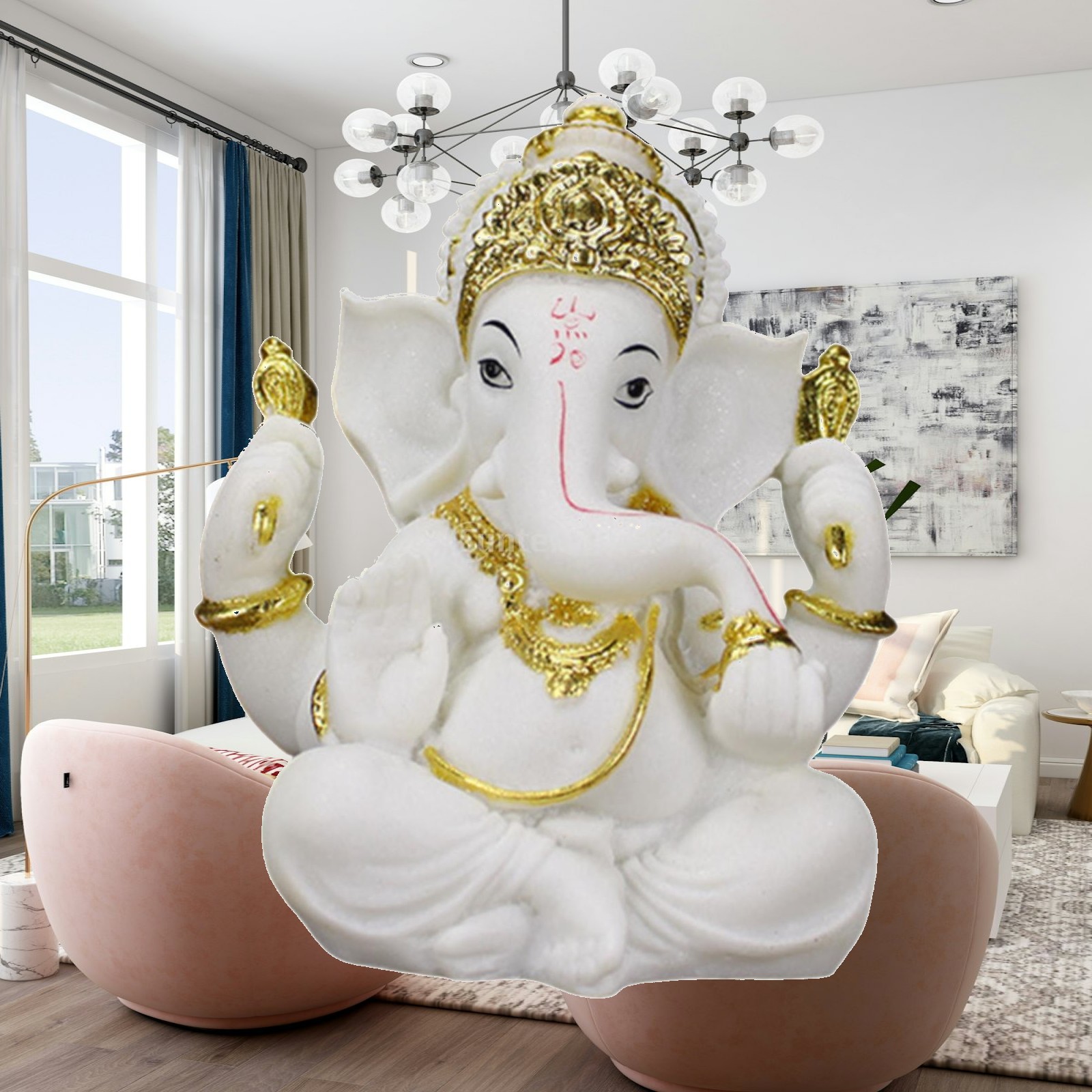 Resin Art India - งานศิลปะตกแต่งสไตล์อินเดีย รูปปั้นพระพุทธรูปเรซิ่น แกะสลักพระพิฆเนศ ของตกแต่งบ้าน สำหรับวางบนโต๊ะห้องนั่งเล่น หรือแท่นบูชา