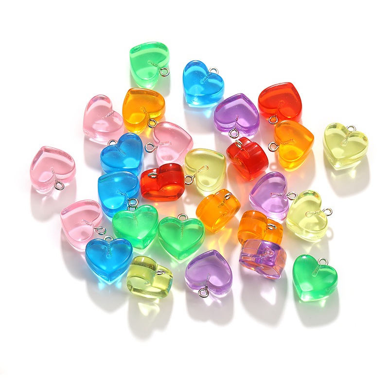 Resin Art Necklace - 10pcs 15x18MM Multicolor โปร่งใสหัวใจ Charms สําหรับเครื่องประดับทําเรซิ่นจี้หัวใจ