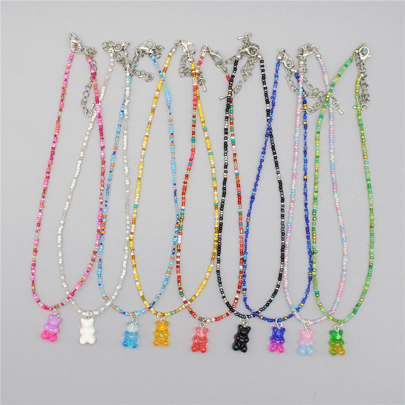 ใหม่โบฮีเมียเกาหลีคนรักที่มีสี - Resin Art Necklace บทวิจารณ์และราคา