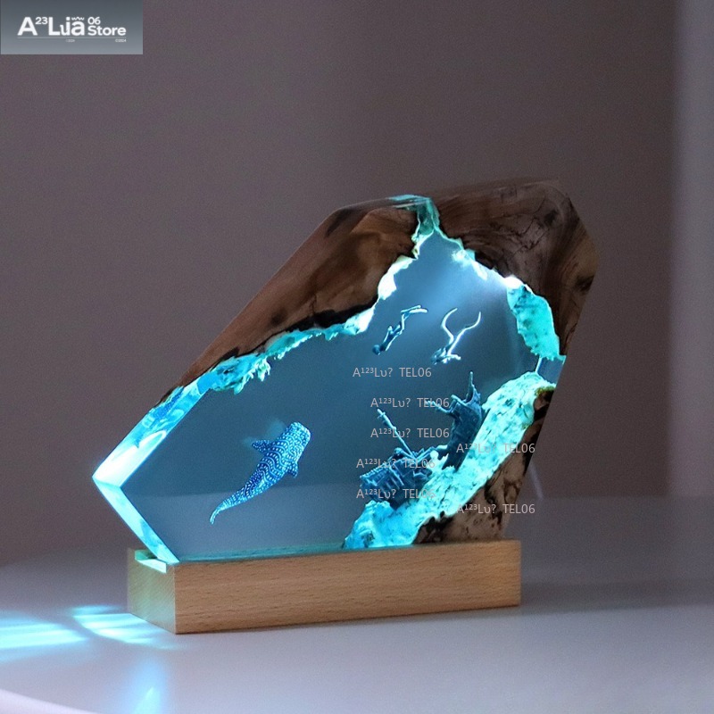 โคมไฟเรซิ่นไม้ รูปทรงมหาสมุทร  - Resin Art With Wood บทวิจารณ์และราคา