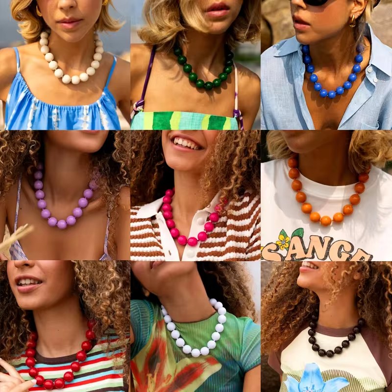 Tocona ใหม่สีสันลูกปัด Choker  - Resin Art Necklace บทวิจารณ์และราคา