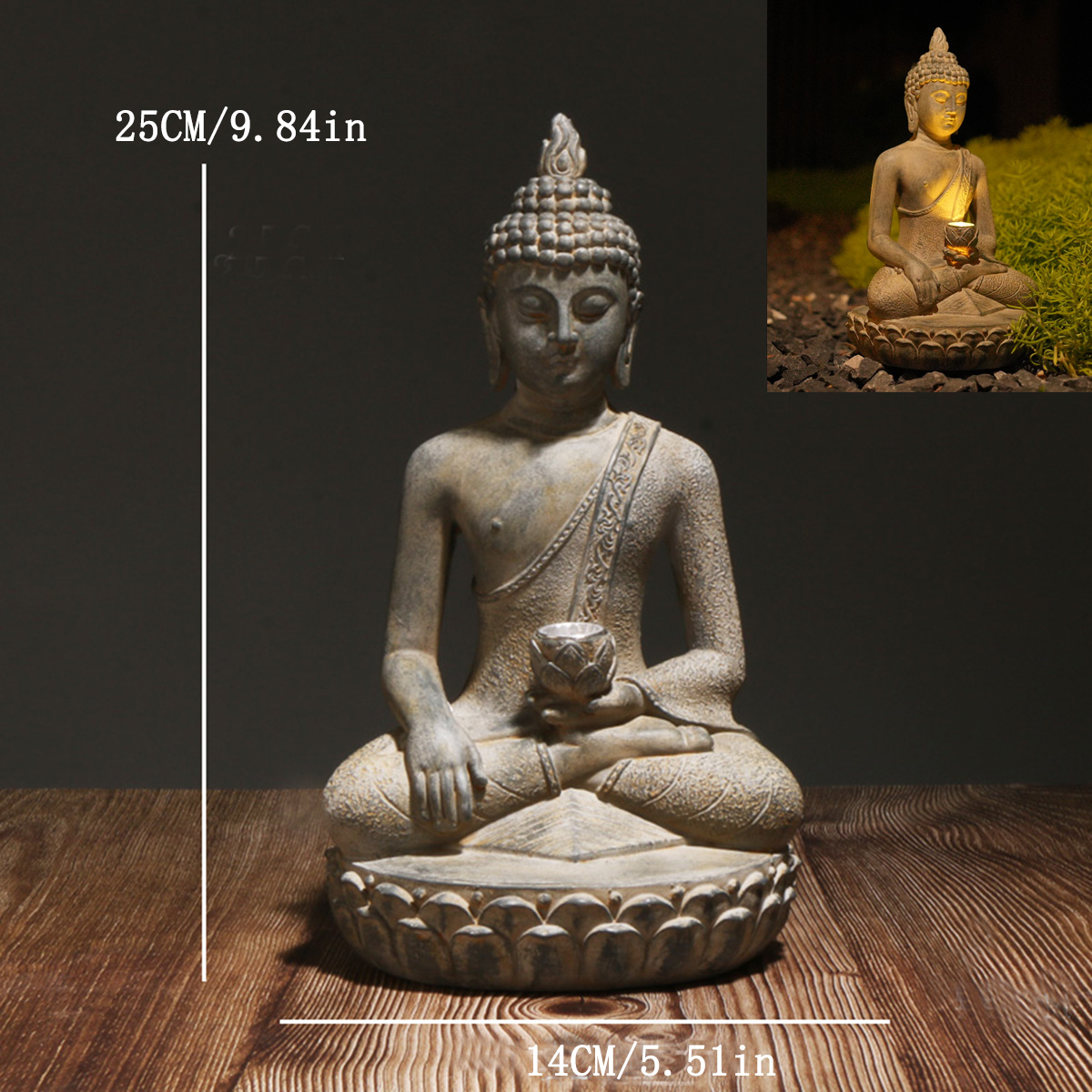 รูปปั้นพระพุทธรูปพลังงานแสงอาท - Resin Art India บทวิจารณ์และราคา