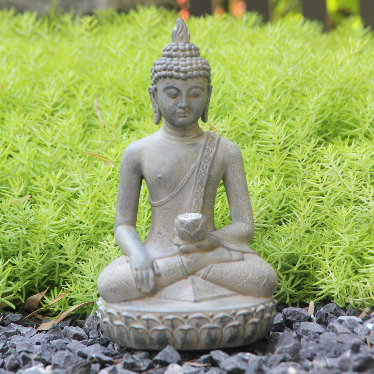 รูปปั้นพระพุทธรูปพลังงานแสงอาท - Resin Art India บทวิจารณ์และราคา