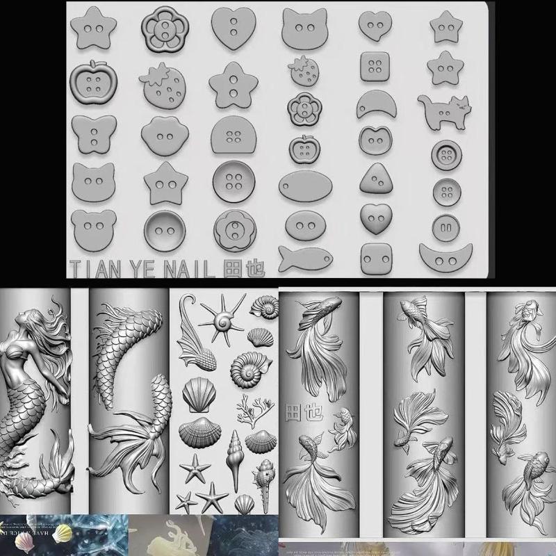 แม่แบบลายเล็บ 3 มิติ ซิลิโคนนิ - Resin Art Templates Free บทวิจารณ์และราคา